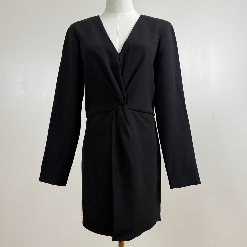 Shoshanna Black V-Neck Twisted Detail Knee Length Dress Size 8